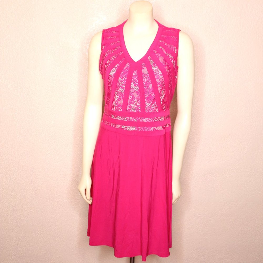 🎉HP🎉 Adrianna Papell || Pink/Purple Lace Detailed Dress